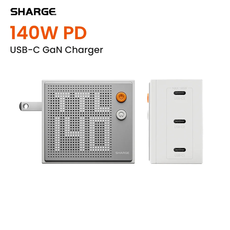 SHARGE 100W/140W GaN Charger USB-C Charger QC4.0 PD3.1 Quick Charge  for MacBook Laptop Tablet PD Fast Charger iPhone 16 15 Pro
