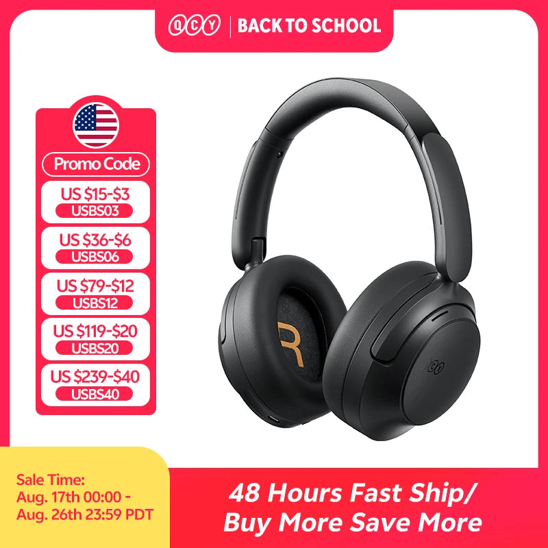 QCY H3S -56dB Adaptive ANC Over Ear Headphone Hi-Res LDAC Spatial Sound Wireless Earphone Bluetooth 6.0 Dual Driver 102H Headset