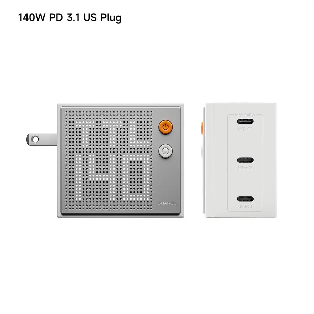 SHARGE 100W/140W GaN Charger USB-C Charger QC4.0 PD3.1 Quick Charge  for MacBook Laptop Tablet PD Fast Charger iPhone 16 15 Pro